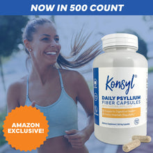 Load image into Gallery viewer, Konsyl Daily Psyllium Fiber Capsules - Contains 1500mg of All-Natural Psyllium Husk Powder per Serving - Supports Digestive Health and Weight Management Goals+ (500 Count (Pack of 1), Unflavored)