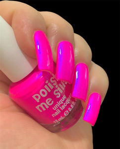 Polish Me Silly Barbee On The Glow - Neon Pink Blue NEON Glow Pop Collection MultiColor Shifting: Mylar Oil Slick Indie Nail Polish