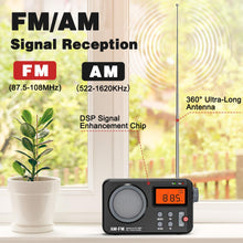 Load image into Gallery viewer, Goodes Portable Radio AM FM with Best Reception, Transistor Radio with Loud Speaker, Battery Powered or DC USB, Clear Dial, Digital Time Display, Headphone Jack,Perfect for Home/Outdoor/Emergency Use