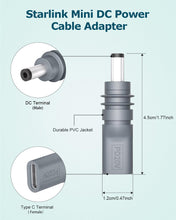 Load image into Gallery viewer, Gunovy 2PCS Starlink Mini USB C to DC Power Cable Adapter, 20V Type C Male to DC 5.5 x 2.1mm Female, for Starlink Mini Accessories, Gray