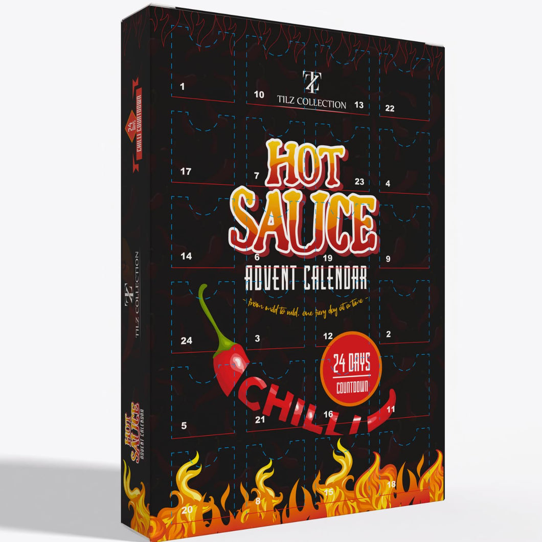 Hot Sauce Advent Calendar 2024-24 Days Chilli Sauce Advent Calendar, Food Advent Calendar 2024 Men, Hot Sauce Set, Non-chocolate Advent Calendar Women, Chilli Challenge Hot Sauce (Black)