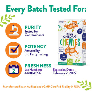 Omega 3 Gummies - Ultra-High DHA Chewable Gel Gummy - Omega 3 for Kids Supports Brain & Eye Health - Sugar-Free Natural Fruit Flavor - Kids Omega 3 Fish Oil Gummies (30 Count)