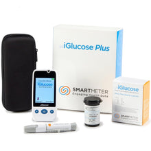 Load image into Gallery viewer, iGlucose Connected Glucose Monitor - Unlimited Test Strips &amp; Lancets - Blood Sugar Testing Kit - Cell Enabled - Immediately Transmits Results &amp; Alerts to SMS, Push &amp; Email to Caregiver or User