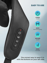 Load image into Gallery viewer, Cordless Shiatsu Neck Back Massager with Soothing Heat, USB C Rechargeable Deep Tissue 6D Kneading Electric Massage for Muscle Pain Relief, Lightweight and Hand-Free for Home, Office, and Car Use