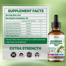 Load image into Gallery viewer, 4-in-1 Soursop Bitters Liquid, Soursop Oil with Sea Moss &amp; Black Seed Oil &amp; Ashwagandha, for Immune &amp; Digestive &amp; Cell Support, Sugar-Free | Non-GMO | Vegan (2 Fl oz) Slightly Sweet Flavor