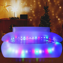 Load image into Gallery viewer, MIICASA Double Inflatable Couch Sofa Camping Chair, LED Inflatable Chair with Lights, Blow Up Illuminated Air Lounger Chair with Electric Pump, Indoor Outdoor Automatic Inflatable Sofa for Room Yard