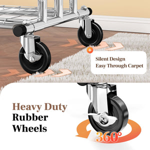 HOKEEPER Clothes Rack, Clothing Racks for Hanging Clothes Heavy Duty Garment Rack Rolling Coat Rack with Lockable Wheels Portable Closet, for Bedroom, Living Room, Laundry, Balcony