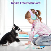 Load image into Gallery viewer, Candy Bila Kids Headphones, Wired Headphones for Kids Over Ear with Microphone, 85/94dB Volume Limiter Headphone for Girls Boys, Foldable Headphone for Learning &amp; Entertainment,Gradient Purple