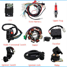 Load image into Gallery viewer, Fremnily Complete Wiring Harness Kit Replaces ATV 4-Stroke ATV Quad 150CC 200CC 250CC 300CC Quad Bike Buggy Go Kart Quad Wire Harness Complete Electrics Stator Coil CDI Solenoid Relay Spark Plug
