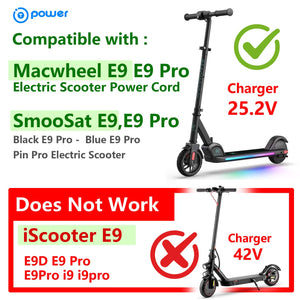 T POWER 25.2V Charger for Macwhee E9 Pro SmooSat E9 Electric Scooter Class 2 Power Supply Cord Ac Dc Adapter