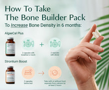 Load image into Gallery viewer, AlgaeCal - Bone Builder Pack for Bone Density Increase, Clinically Supported Plant Based Calcium Supplement &amp; Strontium, Vitamins K2 (100mg), D3 (1600 IU), Magnesium &amp; 16 Essential nutrients