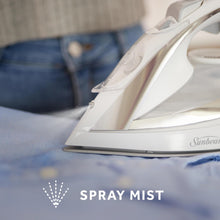 Load image into Gallery viewer, Sunbeam Turbo Steam Iron, 1700 Watt, Nonstick Ceramic Soleplate, Horizontal or Vertical Shot of Steam, Quick Heating, 3-Way Auto-Off, White and Chrome,9.3&quot;L x 3.7&quot;W