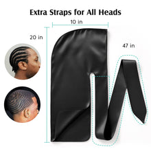 Load image into Gallery viewer, YFONG 100% 22 Momme Mulberry Silk Durags for Men Women, Extra Long Strap Silky Durag, Breathable and Soft Do Rag for 360 Waves, Perfect for Nourishing Your Hair and Fashionable Outfits, 1Pc, Black