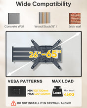 Load image into Gallery viewer, WHYFONE 48&#39;&#39; Extension Long Arm TV Wall Mount Heavy Duty, Landscape to Portrait Full Motion TV Mount Vertical for 26&#39;&#39;-65&#39;&#39; Screens, VESA 400x400mm,16&#39;&#39;Wood Stud/Concrete/Brick Wall