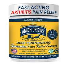 Load image into Gallery viewer, Amish Origins Arthritis Pain Relief Cream - 14 oz - Maximum Strength Deep Penetrating for Joint, Muscle, Knee, Back, Feet, Hand, Ankle, Aches (14 Fl Oz (Pack of 1))