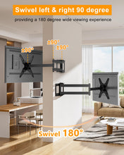 Load image into Gallery viewer, WHYFONE 48&#39;&#39; Extension Long Arm TV Wall Mount Heavy Duty, Landscape to Portrait Full Motion TV Mount Vertical for 26&#39;&#39;-65&#39;&#39; Screens, VESA 400x400mm,16&#39;&#39;Wood Stud/Concrete/Brick Wall