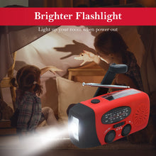 Load image into Gallery viewer, Emergency Hand Crank Radio with LED Flashlight for Emergency, AM/FM NOAA Portable Weather Radio with 2000mAh Power Bank Phone Charger, USB Charged &amp; Solar Power for Camping, Emergency
