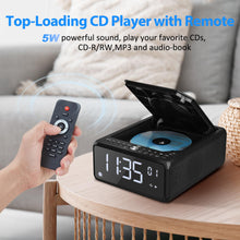Load image into Gallery viewer, Gelielim CD Player Alarm Clock Radio Boombox with Remote, Bluetooth CD Players for Home, 10W Fast Wireless Charging,FM Radio CD Player, Support AUX/USB/Timer/Dimmer/Auto Time Setting, Large LCD