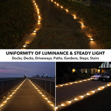 Load image into Gallery viewer, AGPTEK Solar Driveway Lights 12 Pack, Outdoor Deck Dock Marine LED Solar Powered Waterproof Driveway Marker Lights for Warning Step, Sidewalk, Pathway, Garden, Yard (Warm White)