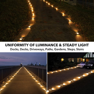 AGPTEK Solar Driveway Lights 12 Pack, Outdoor Deck Dock Marine LED Solar Powered Waterproof Driveway Marker Lights for Warning Step, Sidewalk, Pathway, Garden, Yard (Warm White)