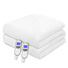 Load image into Gallery viewer, Bwarm Premium Multi-Zone Electric Heated Mattress Pad King Size, 78&quot; x 80&quot;, Dual Controllers, 9 Heat Settings, 1-12 Hours Auto Off, Individual Body and Feet Settings, Machine Washable