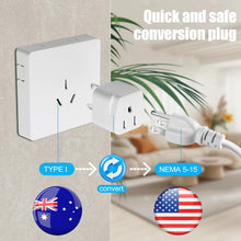 Load image into Gallery viewer, 2 Pack US to Argentina Australia China Travel Plug Adapter, Type I 3 Pin Grounded Wall Plug Wall Outlet Power Adapter for Argentina Australian,New Zealandand More (Type I - White)