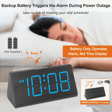 Load image into Gallery viewer, DreamSky Wooden Digital Alarm Clocks for Bedrooms - Electric Desk Clock with Large Numbers, USB Port, Loud Alarm for Heavy Sleepers, Adjustable Volume, Dimmer, DST, Wood Décor Gifts, Adapter Powered