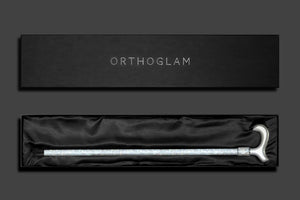 OrthoGlam “Silver Screen” Lightweight Crystal Rhinestone Bedazzled Fashion Cane - Fashionable Wooden Bling Walking Stick for Balance Assistance