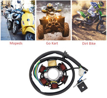Load image into Gallery viewer, Ignition Stator Magneto 5 wire AC 6 Pole Coil for GY6 125cc 150cc Scooter ATV Go Kart TAOTAO Dune Buggy, 6 Coil 5 Wire Stator Magneto With Magneto Flywheel Puller