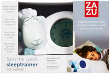 Load image into Gallery viewer, Zazu Kids Sam Sleep Trainer Alarm Clock and Night Light - Blue and Grey Sheep Toy
