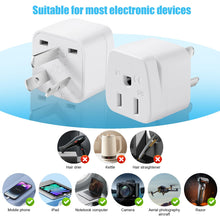 Load image into Gallery viewer, 2 Pack US to Argentina Australia China Travel Plug Adapter, Type I 3 Pin Grounded Wall Plug Wall Outlet Power Adapter for Argentina Australian,New Zealandand More (Type I - White)