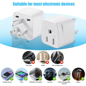 2 Pack US to Argentina Australia China Travel Plug Adapter, Type I 3 Pin Grounded Wall Plug Wall Outlet Power Adapter for Argentina Australian,New Zealandand More (Type I - White)