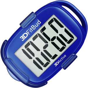 3DFitBud Simple Step Counter Walking 3D Pedometer from 3DActive with Clip & Lanyard - A420S - Royal Blue