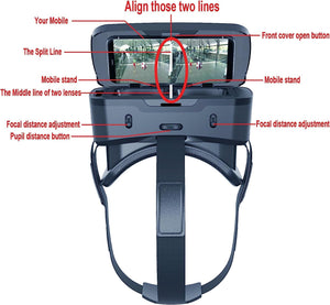 VR Headsets for Phone Cell Phone Virtual Reality headsets 3D Glasses Helmets VR Goggles for TV Movies Video Games Compatible to iOS Android Support 4.7” to 7.3” Mobile Screen with Controller (BR95)