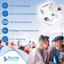 Load image into Gallery viewer, Oracle Standard 2.0 Hearing Aids for Seniors - Oricle Hearing Aids for Adults with Advanced Noise Cancellation - Easy Volume Control with Portable Charging Case