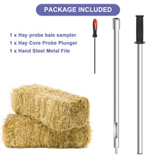 Load image into Gallery viewer, 26 inch Hay Probe Bale Sampler, Stainless Steel Hay and Forage Probe for Drilling, Serrated Tip Design, Comes with Dowel and Metal File for Resharpening