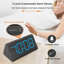 Load image into Gallery viewer, DreamSky Wooden Digital Alarm Clocks for Bedrooms - Electric Desk Clock with Large Numbers, USB Port, Loud Alarm for Heavy Sleepers, Adjustable Volume, Dimmer, DST, Wood Décor Gifts, Adapter Powered