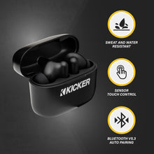 Load image into Gallery viewer, KICKER TWS2 True Wireless Earbuds, Bluetooth Earbuds with Microphone, Environmental Noise Cancelling, Wireless Earphones for Android and iOS, Fast Charging Case USB-C with 24 Hours of Playtime