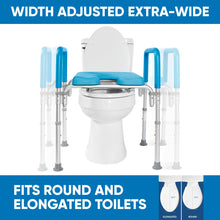 Load image into Gallery viewer, Platinum Health Original Ultimate Padded Raised Toilet Seat with Handles, Riser for Seniors with Adjusted Height &amp; Width, FSA HSA Eligible 420lb for Elderly, Seniors, Pregnant, Fits any Toilet