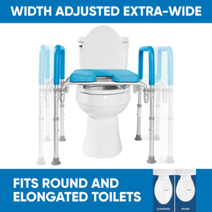 Platinum Health Original Ultimate Padded Raised Toilet Seat with Handles, Riser for Seniors with Adjusted Height & Width, FSA HSA Eligible 420lb for Elderly, Seniors, Pregnant, Fits any Toilet
