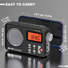 Load image into Gallery viewer, Goodes Portable Radio AM FM with Best Reception, Transistor Radio with Loud Speaker, Battery Powered or DC USB, Clear Dial, Digital Time Display, Headphone Jack,Perfect for Home/Outdoor/Emergency Use