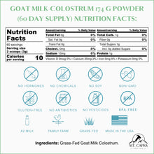 Load image into Gallery viewer, Mt. Capra Goat Milk Colostrum | for Healthy Immune System, Gut, and Athletic Performance | Grass-Fed, High in Immunoglobulins | 60 Servings - 174 Grams