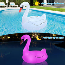 Load image into Gallery viewer, Alpcouts Giant Inflatable Swan Pool Float Adult with Colorful Lights, Solar Powered Large Swan Beach Pool Floaties, 60&#39;&#39; Lake Pool Raft Lounge Inflatable Ride-On with Fast Valves for Summer Water Fun.
