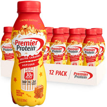 Load image into Gallery viewer, Premier Protein Shake Limited Edition Salted Caramel Popcorn, 30g 1g Sugar 24 Vitamins Minerals Nutrients to Support Immune Health 11.5 fl oz, 12 Pack