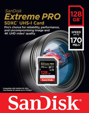 Load image into Gallery viewer, Nikon D850 SanDisk 128GB Extreme Pro Memory Card works with FX-format Digital SLR DSLR Camera SDXC 4K V30 UHS-I (SDSDXXY-128G-GN4IN) with Everything But Stromboli Combo Reader