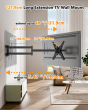 Load image into Gallery viewer, WHYFONE 48&#39;&#39; Extension Long Arm TV Wall Mount Heavy Duty, Landscape to Portrait Full Motion TV Mount Vertical for 26&#39;&#39;-65&#39;&#39; Screens, VESA 400x400mm,16&#39;&#39;Wood Stud/Concrete/Brick Wall