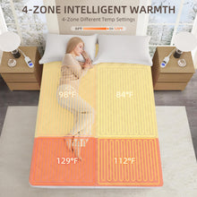 Load image into Gallery viewer, Bwarm Premium Multi-Zone Electric Heated Mattress Pad King Size, 78&quot; x 80&quot;, Dual Controllers, 9 Heat Settings, 1-12 Hours Auto Off, Individual Body and Feet Settings, Machine Washable