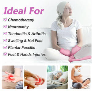 RelaxCoo Cold Therapy Socks & Hand Ice Pack Cold Gloves for Chemotherapy Neuropathy, Chemo Care Package for Women Men, Ideal for Plantar Fasciitis, Carpal Tunnel, Arthritis Hand Pain Relief, L