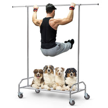 Load image into Gallery viewer, LiaMeE Heavy Duty Clothing Racks for Hanging Clothes, Adjustable Rolling Commercial Garment Rail on Wheels, Free Standing Standard Rod &amp; Shelf for Wardrobe Organization, Chrome Plated