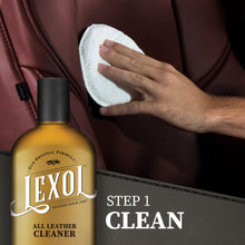 Load image into Gallery viewer, Lexol All Leather Cleaner and Conditioner Kit for Car Seats and Interiors, Couches and Furniture, Shoes and Boots, Baseball Gloves and Horse Saddles, Two 8 oz Bottles and Two Sponges
